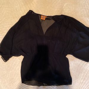 Tory Burch sheer black blouse with built in tank